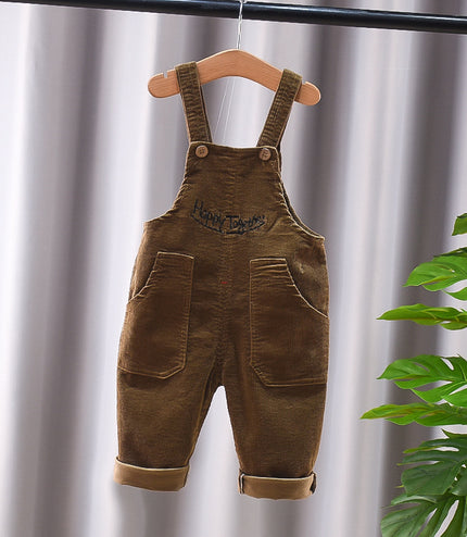 New Corduroy Baby Kids Denim Suspender Pants