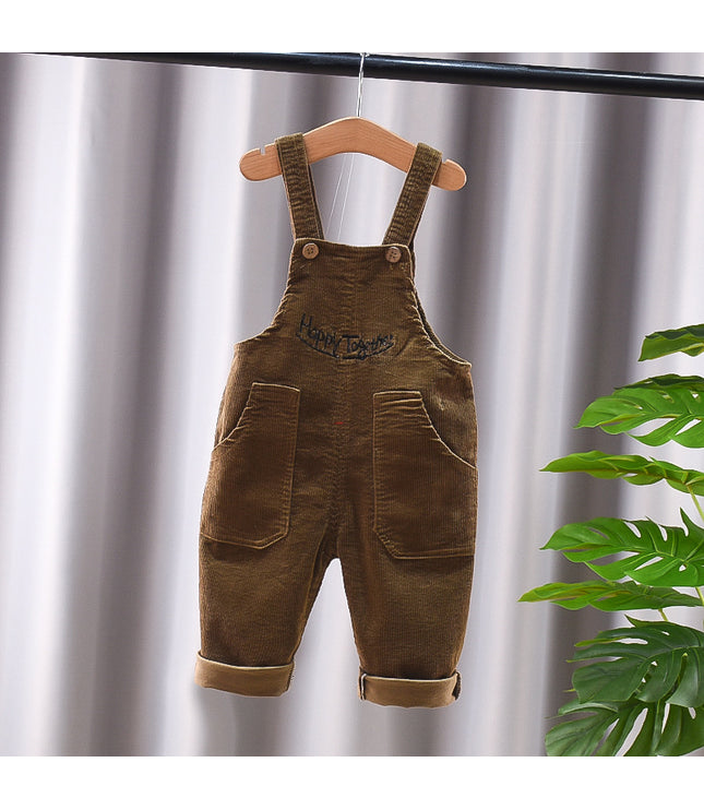 New Corduroy Baby Kids Denim Suspender Pants