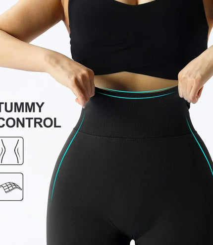 Seamless Knitted Leggings Fitness GYM Pants Women's High Waist Leggings Hips Tight Peach Buttocks High Waist Nude Yoga Pants