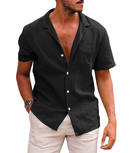 Men's Tops Casual Button Down Shirt Short Sleeve Beach Shirt Summer Mens Clothing