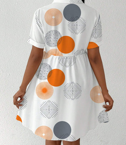 Clasi Button-Front Short Sleeve All-Over Print Casual Short Dress Women Shirt