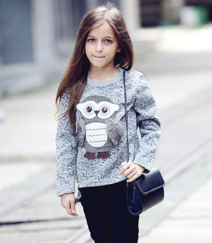 Jacket Coat for Girls Boy Sweatshirts Sweater for Girls Children's Girl Coats Cartoon Owl Clothes for Autumn Winter Fleece Lined