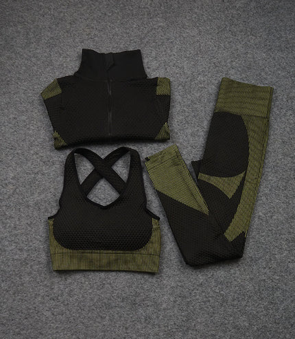Three-piece Stretch Fitness Pants Sports Yoga Suit