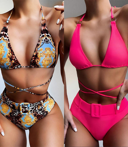 Printed halter bikini