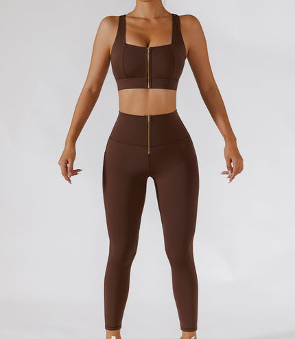 Ribbed One Shoulder Yoga Back Bra Yoga Pants Set