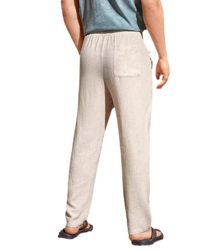 Men's Casual Cotton And Linen Drawstring Trousers Breathable Casual Versatile