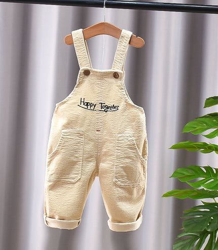 New Corduroy Baby Kids Denim Suspender Pants