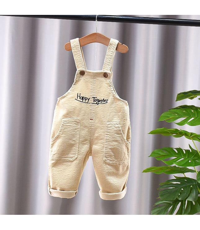 New Corduroy Baby Kids Denim Suspender Pants