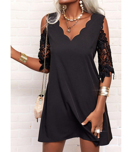 A Swing Top Off-the-shoulder Half Sleeve Dress
