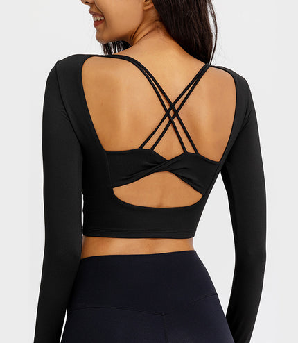 Sexy Yoga Tight Long Sleeve Yoga Top With Chest Pad