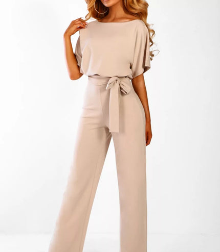 Button short sleeve women's jumpsuit