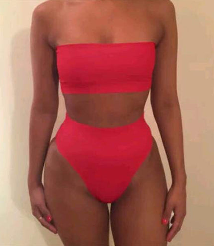 Quick selling explosive edition, fashionable chest wrapped + triangle shorts, bikini split swimsuit, sportswear 6 color spot