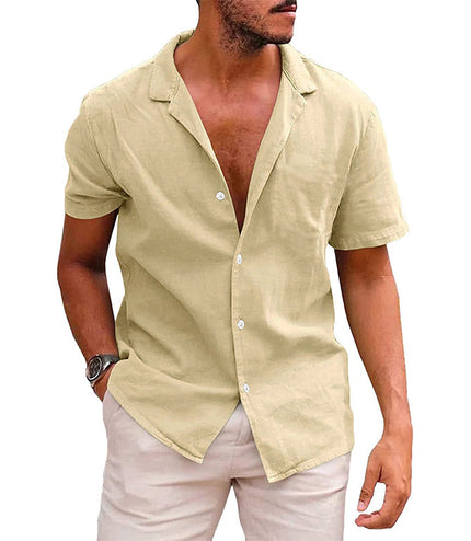 Men's Tops Casual Button Down Shirt Short Sleeve Beach Shirt Summer Mens Clothing
