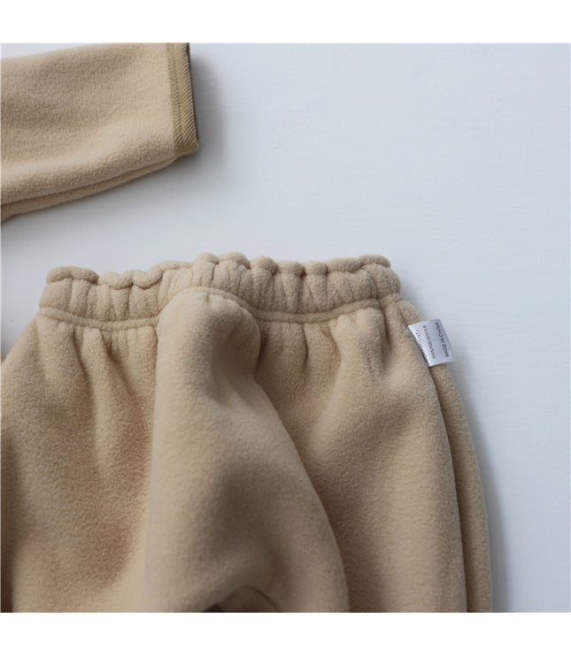 Baby Clothing Fur Lining Infant Suit Hoodies Coat Full Length Pants 2 Pcs