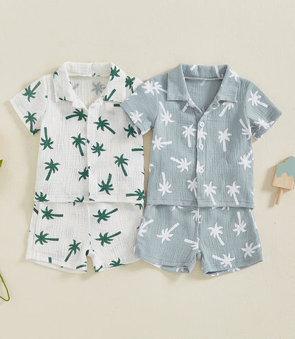 Baby Boy Beach Series Short Sleeve Blouse And Pants