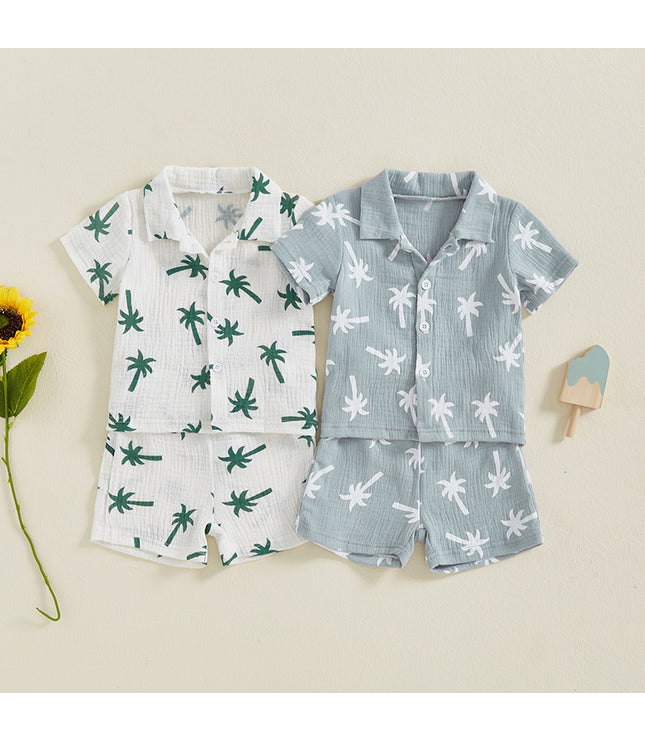 Baby Boy Beach Series Short Sleeve Blouse And Pants