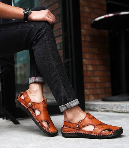 Men's Closed Toe Sandals Summer Adjustable Slides Slippers Fashion Beach Shoes