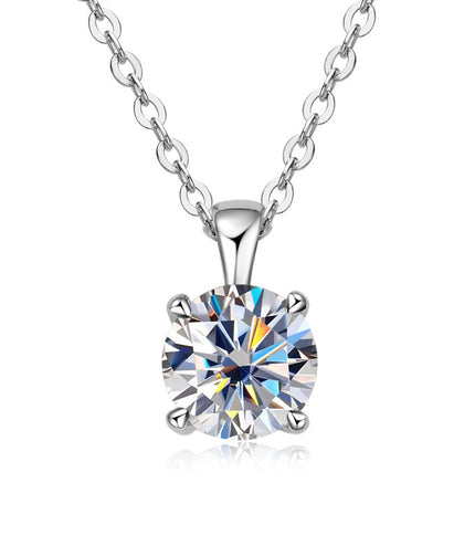 Classic Four-claw Diamond Necklace High-grade 925 Silver Plating 18K Gold Pendant