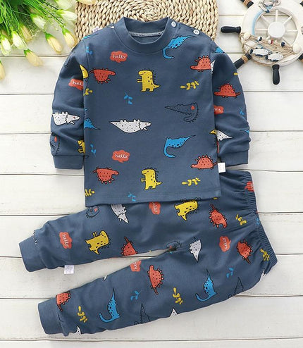 Autumn Cotton Base Baby Pajamas Set