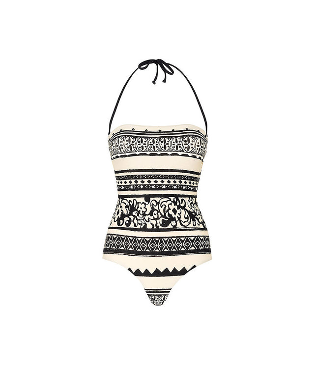 Ethnic Style Halter One-piece Swimsuit Women's Long-sleeved Blouse Suit