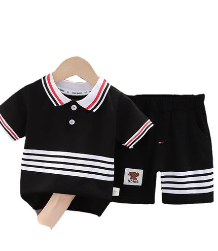 Western Style Boys' Summer Lapels Short Sleeve Two-piece Suit