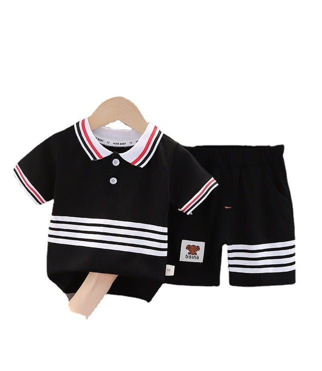 Western Style Boys' Summer Lapels Short Sleeve Two-piece Suit