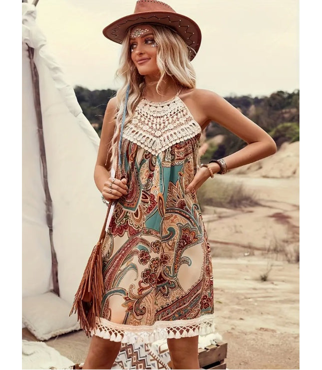 Elegant Women's Paisley Print Dress