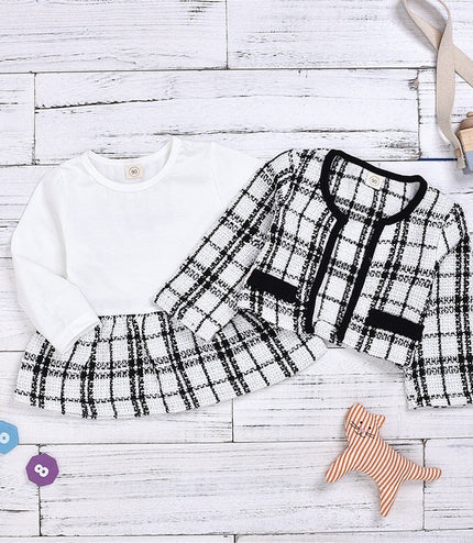 Long-sleeved Dresses Two-piece Children's Baby Small Incense Wind Suit