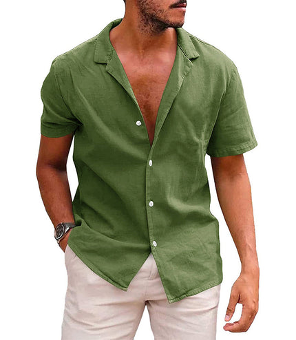 Men's Tops Casual Button Down Shirt Short Sleeve Beach Shirt Summer Mens Clothing