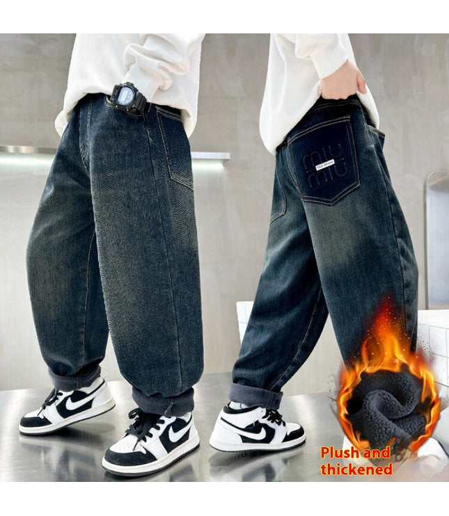 Style Big Children Thick Warm Pants