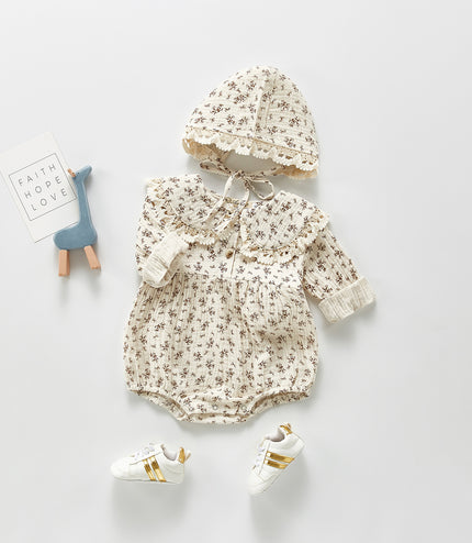 Autumn Baby Clothing Toddler Girls Bodysuits Big Collar Baby Girl Floral Suit Infant One Piece