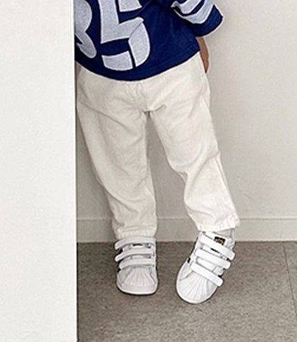 Children's New Simple Fashion Easy To Match Elastic Waist Casual Denim Trousers