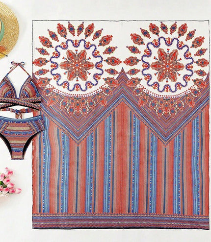 Cross-border Arrival Three-piece Split Swimsuit High Waist Sexy Cutout Blouse