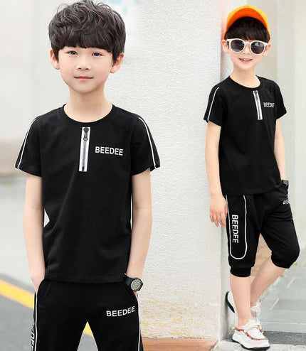 Middle And Big Boys Summer Short Sleeve T-shirt Two-piece  Fashion