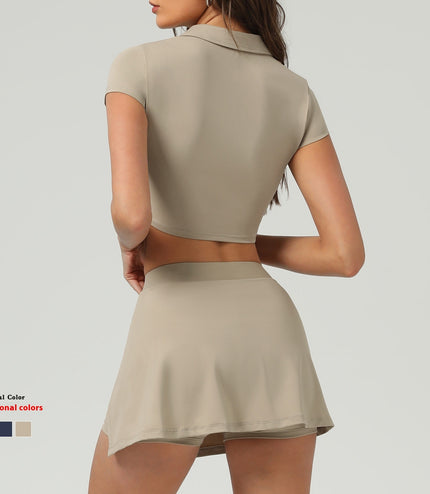Short-sleeved Shirt Running Anti-emptied Pantskirt Two-piece Suit