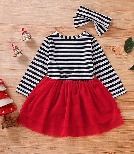 Striped Flower Santa Claus Mesh Skirt