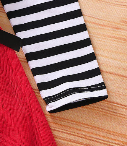 Striped Flower Santa Claus Mesh Skirt