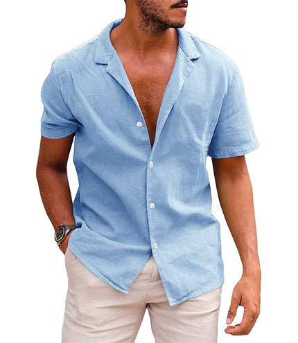 Men's Tops Casual Button Down Shirt Short Sleeve Beach Shirt Summer Mens Clothing