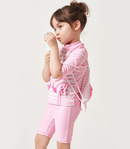 Girls' swimsuit, children's swimsuit,  sun protection split boxer printing hot spring swimsuit
