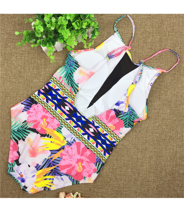 Sexy Mesh One Piece Swimsuit High Cut Swimwear Women Floral Bathing Suit Patchwork Bikini