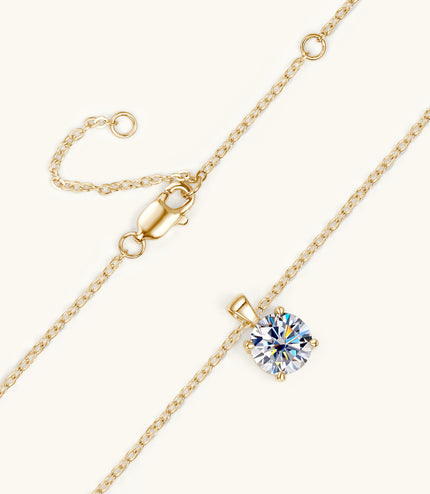 Classic Four-claw Diamond Necklace High-grade 925 Silver Plating 18K Gold Pendant