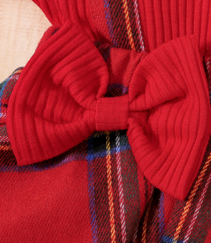 Baby Christmas New Year Pit Elk Red Plaid Dress