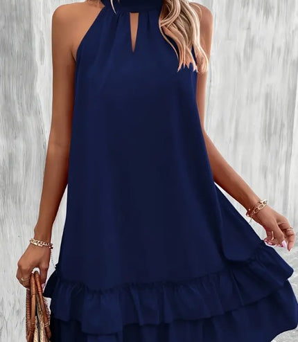 Solid Color Keyhole Neck Tank Dress