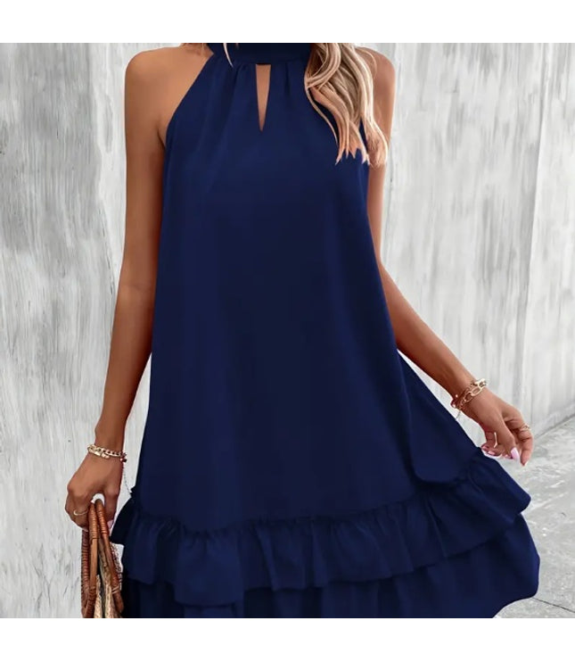 Solid Color Keyhole Neck Tank Dress
