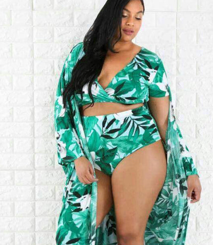 Split swimsuit veil plus size swimsuit