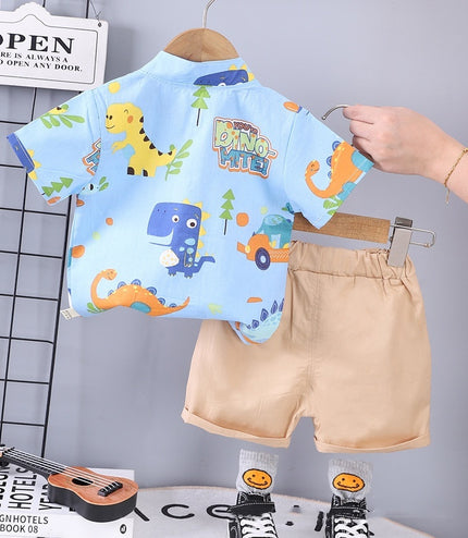 Children's Clothing Summer New Suit Children Cotton Clothes Baby Short Sleeve Shirt