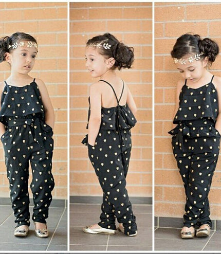 Fashion Summer Kids Girls Clothing Sets Cotton Sleeveless Polka Dot Strap Girls Jumpsuit Clothes Sets Outfits Children Suits