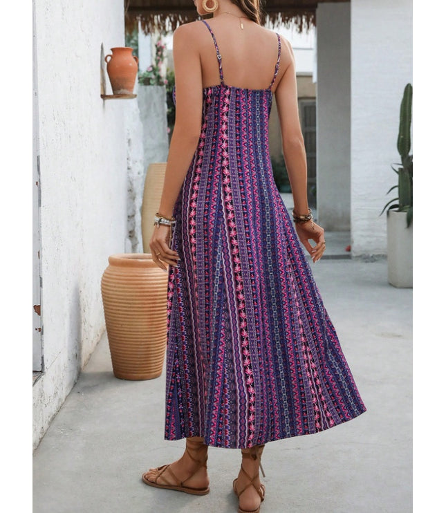 Holidaya Vintage Style Women's Printed Strap Dress