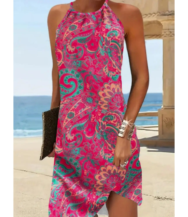 Red Floral Print Women's Long Skirt