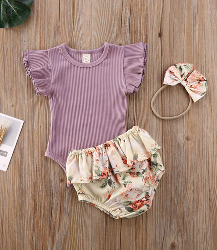 Short sleeve top print triangle creeper